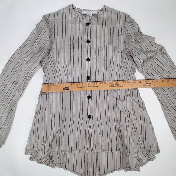 Shack Incorporated J Morgan Puett Taupe Striped Rayon Tunic Top Long Sleeve  S - Picture 9 of 11